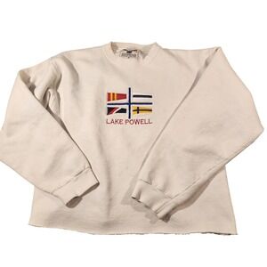 Lake Powell Sweatshirt Mens Medium Crewneck Embroidered Nautical Flags Made USA‎